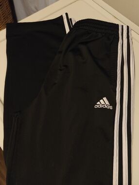 adidas Black Jogger Sweatpants with White Side Stripes